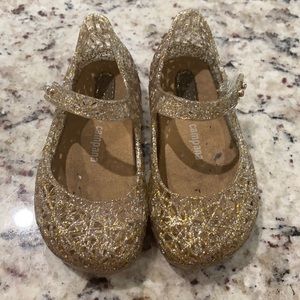 Mini Melissa + campana gold shoes